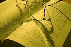book with glasses